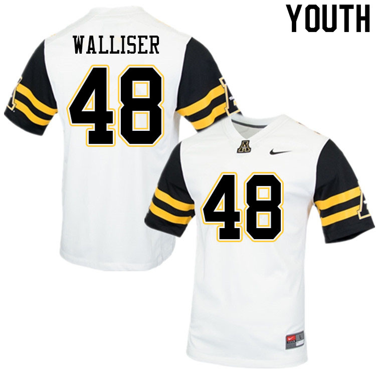 Youth #48 Tristan Walliser Appalachian State Mountaineers College Football Jerseys Sale-White